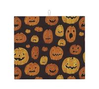 Tappetino assorbente per asciugare i piatti con stampa zucca di Halloween per accessori da cucina pieghevole riutilizzabile