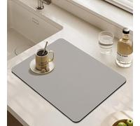 Tappetino assorbente per asciugatura, tappetino assorbente per macchina del caffè, antiscivolo, per bancone della cucina, animali domestici, lavandino, bar, piano di lavoro (40 x 30 cm, grigio chiaro)
