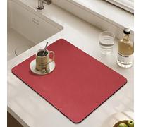 Tappetino assorbente per asciugatura, tappetino assorbente per macchina del caffè, antiscivolo, per bancone della cucina, animali domestici, lavandino, bar, piano di lavoro (40 x 30 cm, rosso)