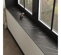 Tappetino assorbente per davanzale della finestra in terra di diatomee, con texture marmorizzata, protezione da ritagliare su misura per gatti e piante, cuscino per prendere il sole, nero, 160 x 20 cm