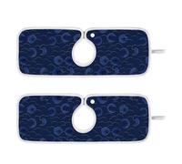 Tappetino assorbente per lavello da cucina riutilizzabile e decorato tappetino da appendere per rubinetto della cucina lavello paraspruzzi e protezioni 59,9 cm - Stile cinese Luna Nuvola Blu scuro