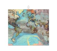 Tappetino assorbente per piano di lavoro della cucina con mappa del mondo dei cartoni animati (40,6 x 45,7 cm) - tappetino scolapiatti di alto valore