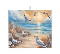 Tappetino assorbente per piano di lavoro della cucina, elegante design con stampa di gabbiani, pieghevole e antiscivolo, con anello per appendere