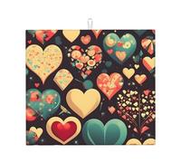Tappetino assorbente per piano di lavoro della cucina Heart Crush Flower, 45,7 x 40,6 cm, assorbe l'acqua e antiscivolo, adatto per stoviglie e piatti da cucina.