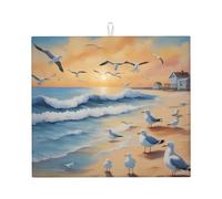 Tappetino assorbente per piano di lavoro della cucina WHJSSF Airborne Gabbiani Pattern antiscivolo e ad asciugatura rapida per riporre stoviglie e pulire i controsoffitti 45,7 x 40,6 cm