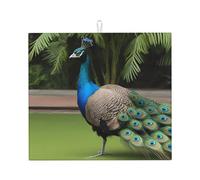 Tappetino assorbente per piano di lavoro della cucina WHJSSF Pavoni modello antiscivolo e ad asciugatura rapida per riporre stoviglie e pulire piani di lavoro 45,7 x 40,6 cm