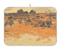 Tappetino assorbente per piatti con stivali da cowboy occidentali, mucca, vasto deserto, tappetino scolapiatti lavabile, accessorio da cucina, grande, 45,7 x 61 cm