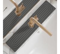 Tappetino assorbente per rubinetto, 2 pezzi, per lavabo, parascolapiatti, ad asciugatura rapida, per piani di lavoro del bagno (grigio scuro, 60 x 10 cm)