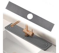 Tappetino Assorbente per Rubinetto a Base di Diatomee, 60 x 10 cm Stone Drying Mat Kitchen, Tappetino per Rubinetto per Lavello da Cucina, Stone Faucet Mat per Cucina, Bagno, Esterni (Grigio Scuro)
