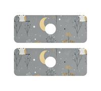 Tappetino assorbente per rubinetto diatomaceo per lavello da cucina, 2 tappetini drenanti per cucina, previene l'accumulo di umidità, 37,3 x 13,7 cm, prateria, gufo, luna, grigio