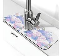 Tappetino assorbente per rubinetto per lavello da cucina, bagno, cucina, paraspruzzi, fiore viola, pecora, tappetino per rubinetto 38 x 14 cm