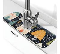 Tappetino assorbente per rubinetto per lavello da cucina, bagno, cucina, paraspruzzi, inverno, casa, illustrazione, tappetino per rubinetto, 38 x 14 cm