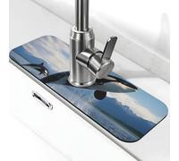Tappetino assorbente per rubinetto per lavello da cucina, bagno, cucina, paraspruzzi, salti killer balena, tappetino per rubinetto 38 x 14 cm