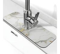 Tappetino assorbente per rubinetto per lavello da cucina, bagno e cucina, paraspruzzi tappetino per rubinetto con stampa in marmo oro bianco 38 x 14 cm