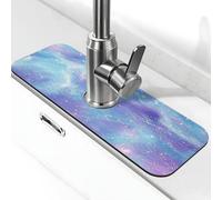 Tappetino assorbente per rubinetto per lavello da cucina, bagno e cucina, paraspruzzi viola scintillante galassia tappetino per rubinetto 38 x 14 cm