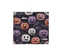 Tappetino assorbente per scolapiatti a forma di zucca di Halloween, per cucina, pipistrello spettrale e zucca, divertente tappetino in microfibra per asciugatura bar 40,6 x 45,7 cm