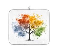 Tappetino assorbente per scolapiatti ad albero per quattro stagioni per bancone della cucina, tappetino in microfibra reversibile con anello per appendere utensili in vetro, pentole, 40,6 x 45,7 cm