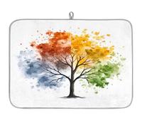 Tappetino assorbente per scolapiatti ad albero per quattro stagioni per bancone della cucina, tappetino in microfibra reversibile con anello per appendere utensili in vetro, pentole, 45,7 x 61 cm