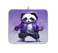 Tappetino assorbente per scolapiatti alla moda con panda animale per bancone della cucina, tappetino in microfibra reversibile con anello per appendere utensili in vetro, pentole, 40,6 x 45,7 cm
