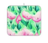 Tappetino assorbente per scolapiatti carino divertente stampa controsoffitto tappetino a prova di calore per bancone della cucina tappetino asciutto rosa calla fiori verde acqua 40,6 x 45,7 cm