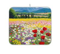 Tappetino assorbente per scolapiatti carino tappetino decorativo per asciugare piatti da cucina tappetino da bancone vintage fiori di campo 40,6 x 45,7 cm