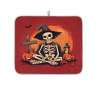 Tappetino assorbente per scolapiatti con cappello da strega di Halloween, per bancone della cucina, tappetino in microfibra reversibile con anello per appendere utensili in vetro, pentole, 40,6 x 45,7