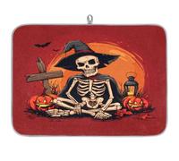 Tappetino assorbente per scolapiatti con cappello da strega di Halloween, per bancone della cucina, tappetino in microfibra reversibile con anello per appendere utensili in vetro, pentole, 45,7 x 61