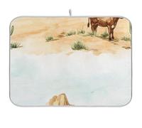 Tappetino assorbente per scolapiatti con cowboy occidentale e cactus vasto deserto, tappetino assorbente per scolapiatti ad asciugatura rapida, tappetino scolapiatti da cucina, decorazione per piano