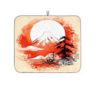 Tappetino assorbente per scolapiatti con montagna giapponese Fuji Sunset per bancone della cucina, tappetino in microfibra reversibile con anello per appendere utensili in vetro, pentole, 40,6 x 45,7