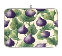 Tappetino assorbente per scolapiatti con motivo a foglie di fico per bancone della cucina, tappetino in microfibra reversibile con anello per appendere utensili in vetro, pentole, 45,7 x 61 cm