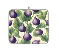 Tappetino assorbente per scolapiatti con motivo a foglie di fico per bancone della cucina, tappetino in microfibra reversibile con anello per appendere utensili in vetro, pentole, 40,6 x 45,7 cm