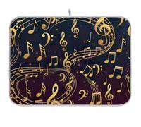 Tappetino assorbente per scolapiatti con note musicali per bancone della cucina, tappetino reversibile in spugna di poliestere con anello per appendere per protezione delle superfici, 40,6 x 45,7 cm