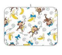 Tappetino assorbente per scolapiatti con scimmia, in microfibra, reversibile, 45,7 x 61 cm