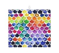 Tappetino assorbente per scolapiatti con stampa a squame di pesce sirena per piano di lavoro della cucina sottobicchiere del caffè presina