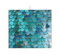 Tappetino assorbente per scolapiatti con stampa a squame di sirena per bancone della cucina, ad asciugatura rapida, antiscivolo e riutilizzabile