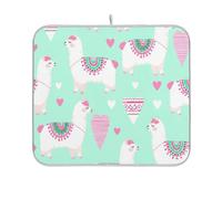 Tappetino assorbente per scolapiatti con stampa animalier, resistente al calore, opaco, per la decorazione del bancone della cucina, grazioso lama bianco, 40,6 x 45,7 cm