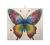 Tappetino assorbente per scolapiatti con stampa arcobaleno e farfalla per accessori da cucina, pieghevole, riutilizzabile