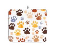 Tappetino assorbente per scolapiatti con stampa astratta di zampa di cane e gatto, per bancone della cucina, tappetino in microfibra reversibile con anello per appendere utensili in vetro, 40,6 x 45,7