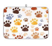 Tappetino assorbente per scolapiatti con stampa astratta di zampa di cane e gatto, per bancone della cucina, tappetino in microfibra reversibile con anello per appendere utensili in vetro, 45,7 x 61
