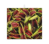 Tappetino assorbente per scolapiatti con stampa di piante carnivore, pieghevole, riutilizzabile, accessorio per lavello da cucina