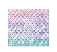 Tappetino assorbente per scolapiatti con stampa di sirena, rosa pastello, viola, acqua, tè, per accessori da cucina, pieghevole, riutilizzabile