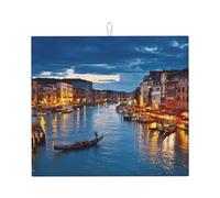 Tappetino assorbente per scolapiatti con stampa di Venezia Notte da appoggio, pieghevole, riutilizzabile, accessorio per lavello da cucina