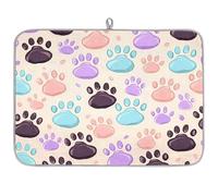 Tappetino assorbente per scolapiatti con stampa di zampa di gatto, per bancone della cucina, tappetino in microfibra reversibile con anello per appenderlo, per utensili in vetro, pentole, 45,7 x 61 cm