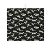 Tappetino assorbente per scolapiatti con stampa giapponese con gru e pino, per bancone della cucina, ad asciugatura rapida, antiscivolo, riutilizzabile