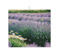 Tappetino assorbente per scolapiatti con stampa lavanda e margherita, per accessori da cucina, pieghevole, riutilizzabile