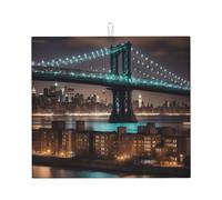 Tappetino assorbente per scolapiatti con stampa notturna di New York Manhattan Bridge per bancone della cucina, ad asciugatura rapida, antiscivolo, riutilizzabile