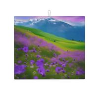 Tappetino assorbente per scolapiatti con stampa paesaggistica di fiori viola natura per bancone della cucina ad asciugatura rapida antiscivolo riutilizzabile Pad