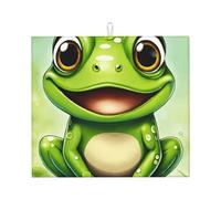 Tappetino assorbente per scolapiatti con stampa rana verde per accessori da cucina, pieghevole, riutilizzabile