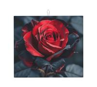 Tappetino assorbente per scolapiatti con stampa rosa rossa e nera per bancone della cucina, ad asciugatura rapida, antiscivolo, riutilizzabile