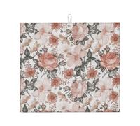 Tappetino assorbente per scolapiatti con stampa Torre Eiffel Flower Paris per bancone della cucina, ad asciugatura rapida, antiscivolo, riutilizzabile